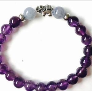 Purple amethyst elephant mala bracelet